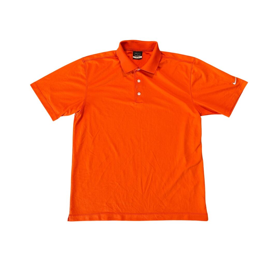 Men Nike GOLF Dri-Fit Polo Tennis Casual Activewear Short Sleeve Shirt Orange M